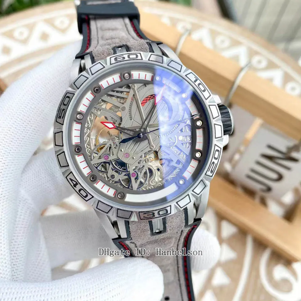 Najwyższej jakości męskie obserwowanie automatyczny ruch duotone szkielet szkieletowy luksusuhr wielofunkcyjny turbillon zegarek gumka Orologi2641