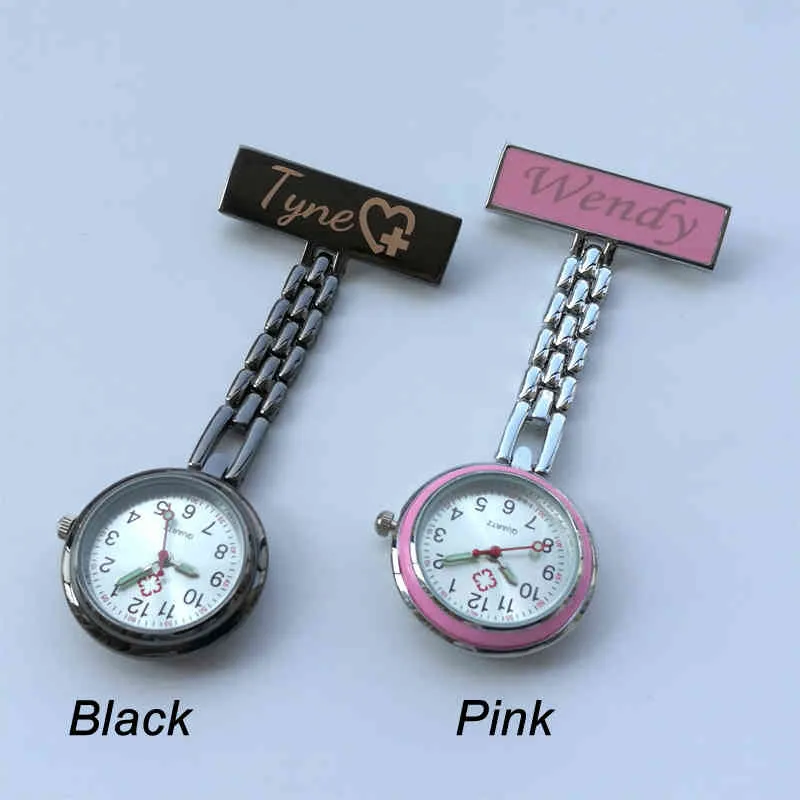 Personalizado gravado com seu nome broche de lapela de aço inoxidável qualidade ouro rosa fob enfermeira watch271a