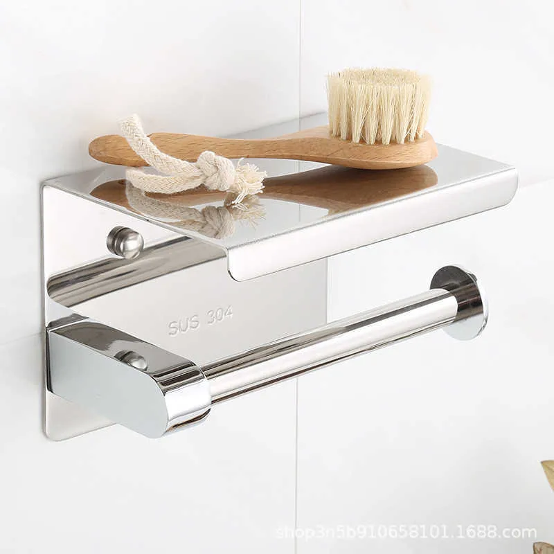 Rollo de papel de cocina autoadhesivo montaje en pared soporte de inodoro de acero inoxidable accesorios para toallas de baño soportes de estante 210720