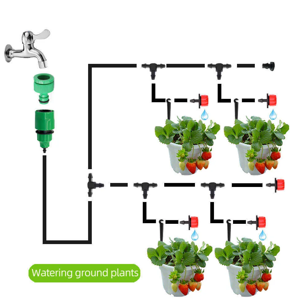 10-50mマイクロドリップ灌漑システム水散水キットスマートガーデンウォーターリングシステム自動植物庭の水散水システムグリーンハウス2222E