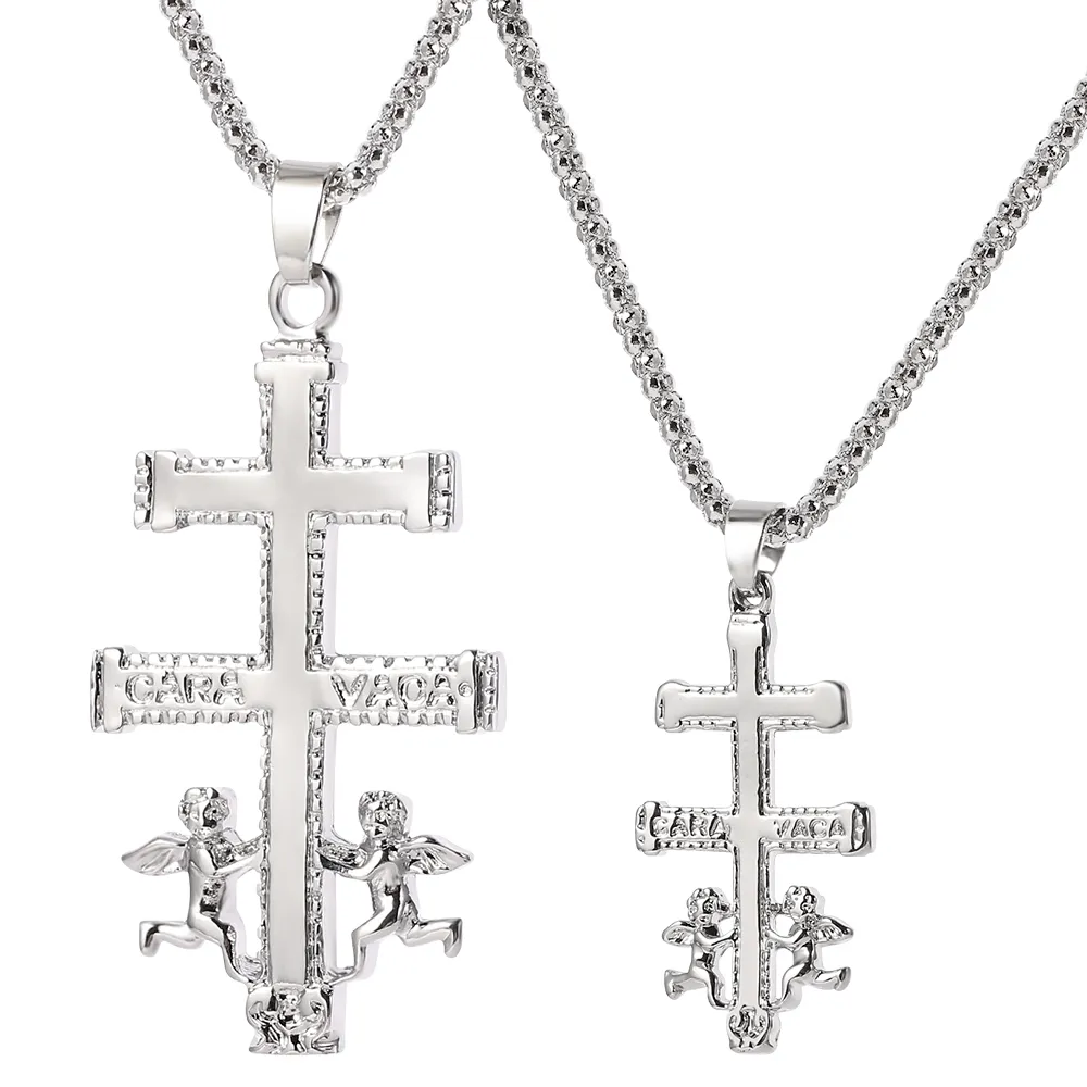 Designer halsband lyxiga smycken katolska karavaca korsfix ortodox ryssland korshänge med cherub ängel kristen