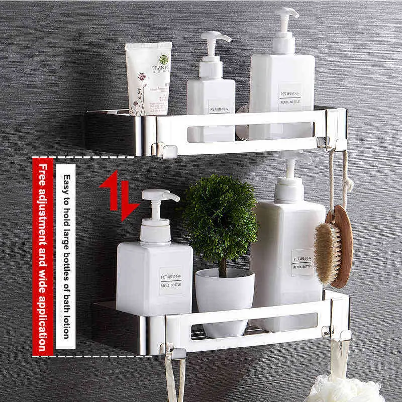 1/3 Layers Corner Shower Shelf Bathroom Shampoo Holder 304 Stainless Steel Punch Free Kitchen Tripod Stand 211112