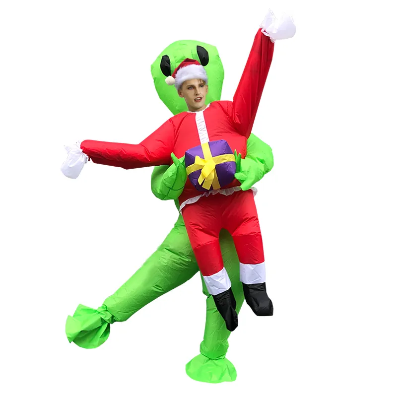 Mascot CostumesNova Christmas Green Fato Estrangado Adulto Engraçado Inflável Papai Noel traje Monstro Terno Festa Carnaval Carnaval Trajes Ano Novo 20