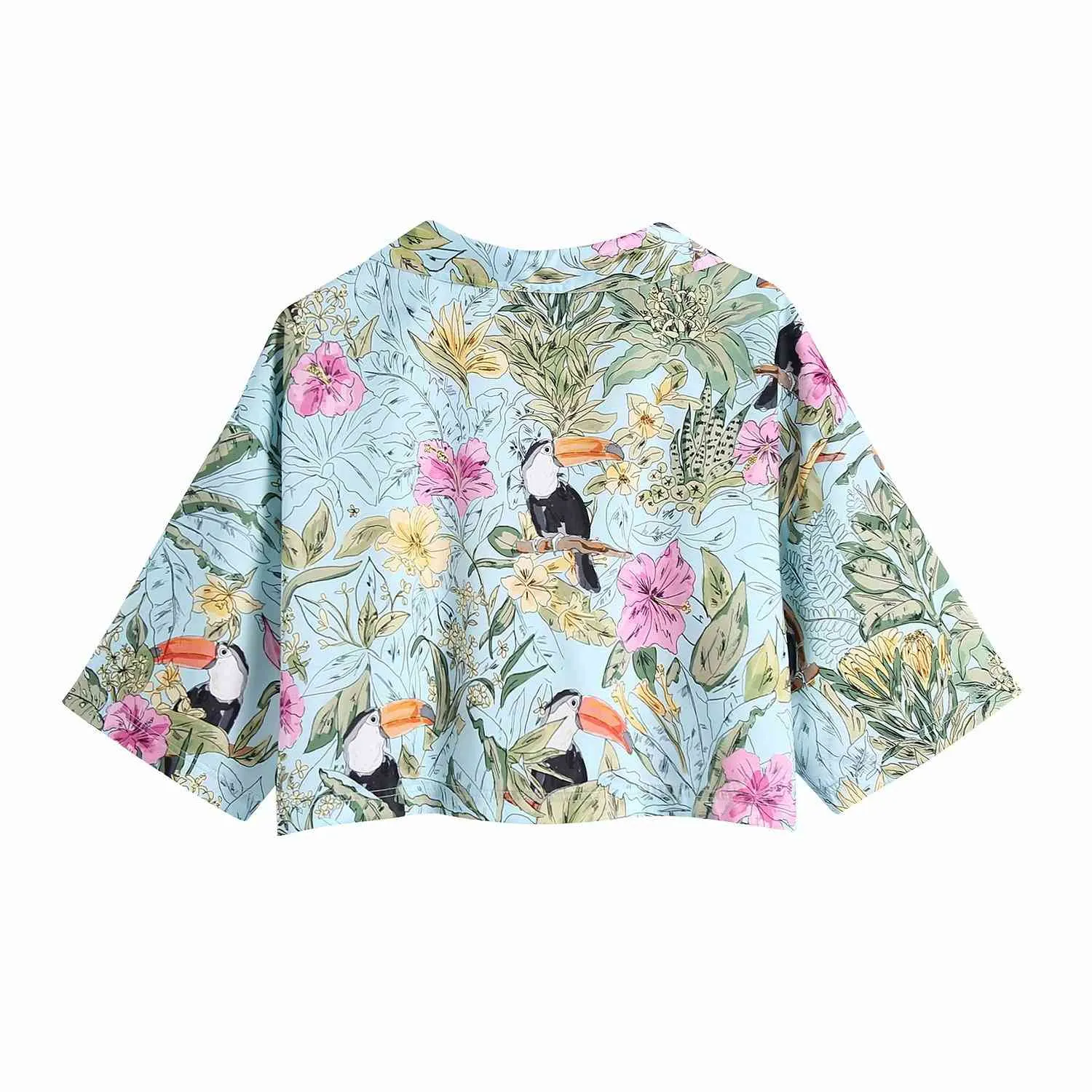Chemise drapée à imprimé animal pour femmes d'été à revers style ethnique doux harajuku chic hauts féminins 210507