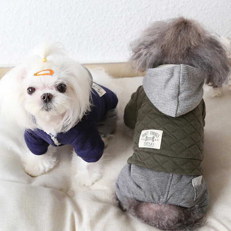 Jumpsuit Jacket Pet-Coat Wool Dog Jumpsuit Winter Pet stripe Clothes Warm Padded Pets Hoodies Coat Puppy Cat Costumes 211007