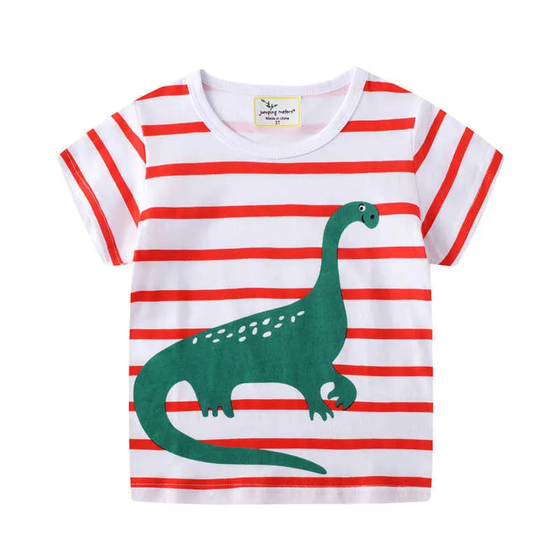 Saut mètres animaux imprimer bébé t-shirts 100% coton vêtements pour enfants dinosaures t-shirts mode garçons été hauts 210529