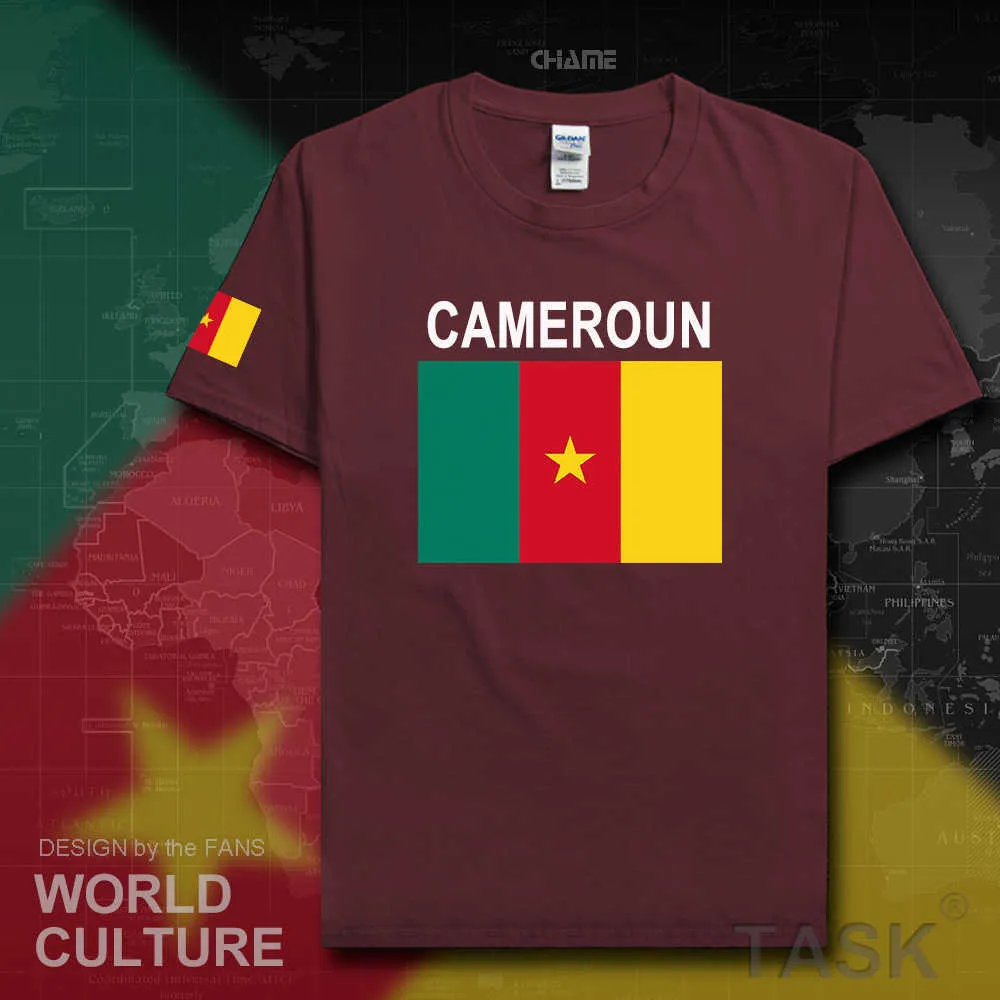 Cameroun hommes t-shirt maillots nation équipe t-shirt 100% coton t-shirt vêtements t-shirts pays sportif CMR Cameroun camerounais X0621