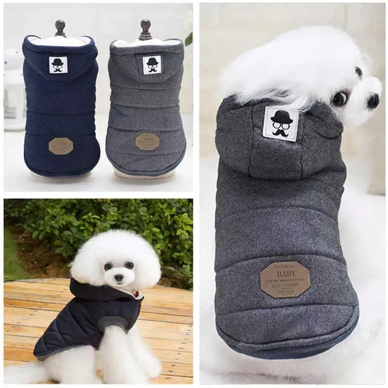 Winter Warm Katoen Hondenkleding voor Kleine Honden Hooded Jas Jassen Chihuahua Pets Producten Pug Outfits Puppy Cat Kleding 211007