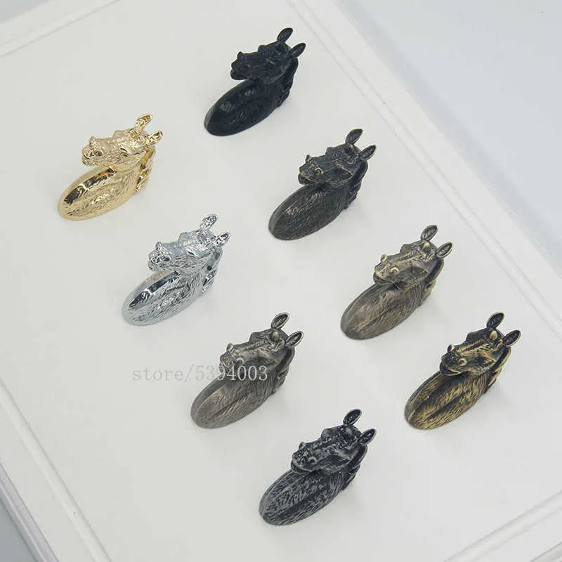 현대 간단한 창조적 인 유럽 아메리칸 신발 캐비닛 옷장 서랍 문 손잡이 말 머리 동물 북유럽