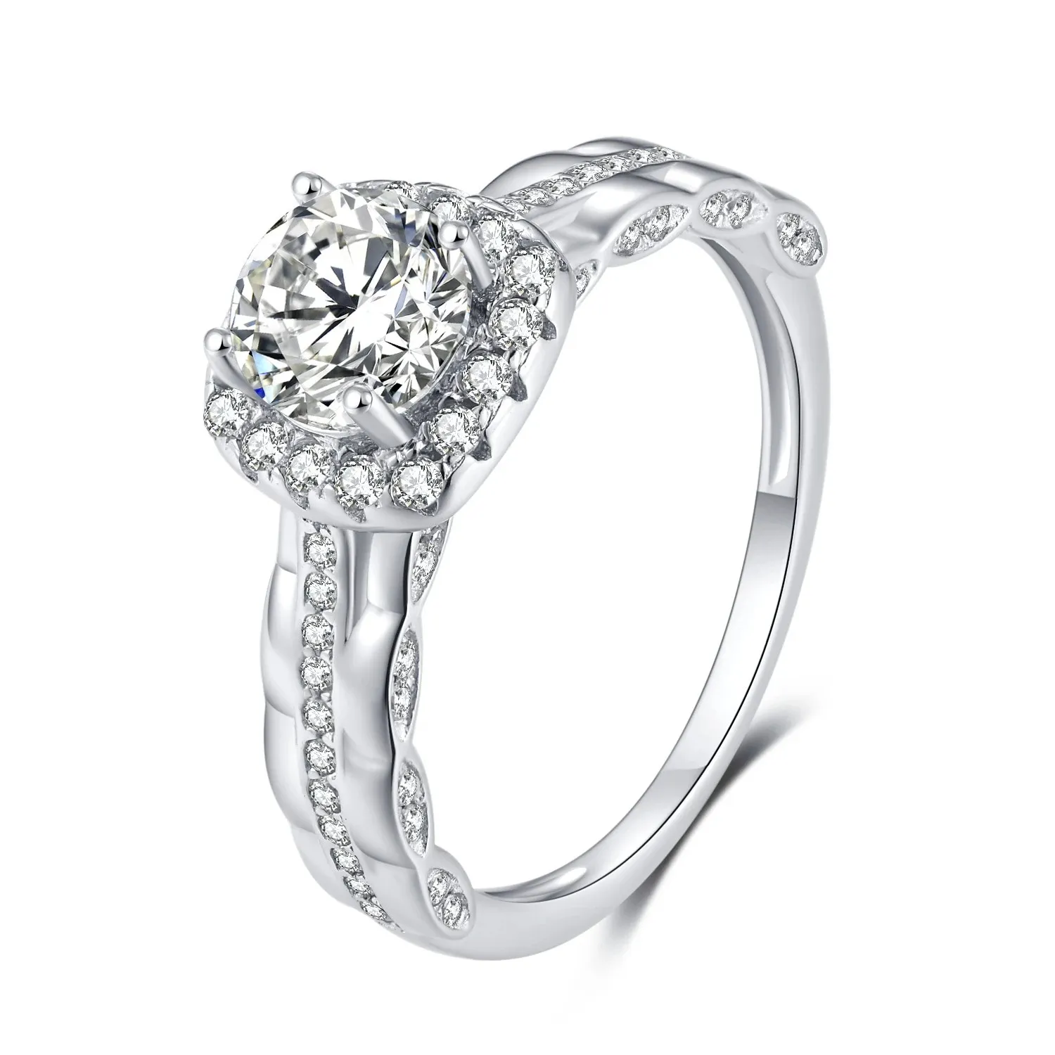 미국 수입 Moissanite D 색상 925 실버 백금 도금 클래식 마이크로 세트 스퀘어 다이아몬드 여성 결혼 반지
