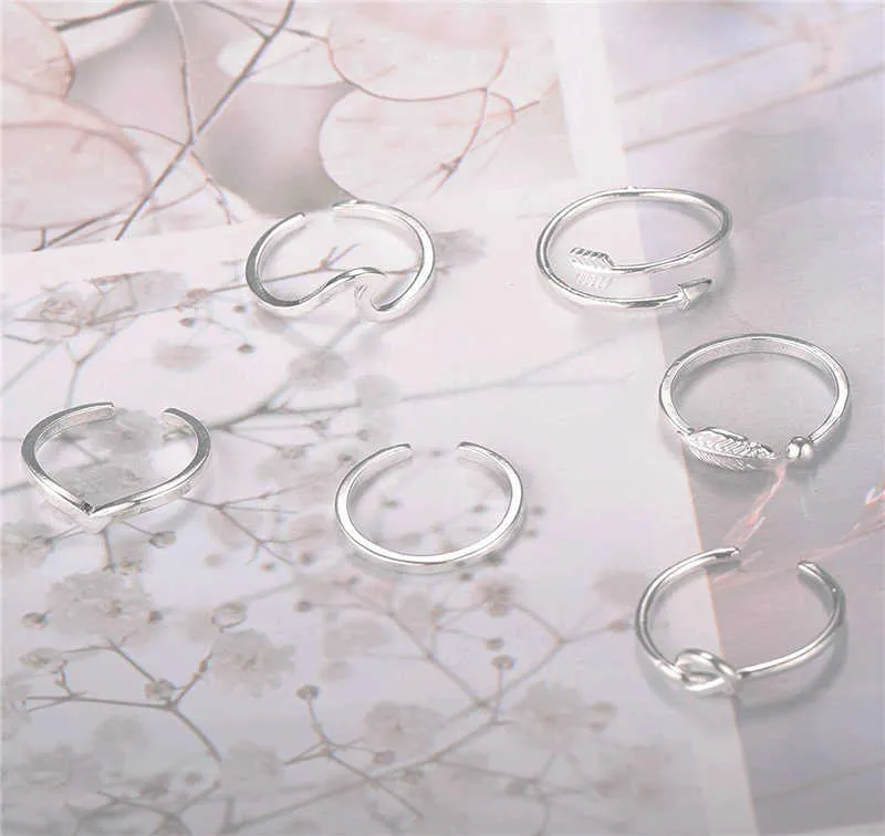 arrow nó de onda anéis para mulheres ajustáveis ​​polegar empilhável polegar aberto anéis de verão jóias x0715