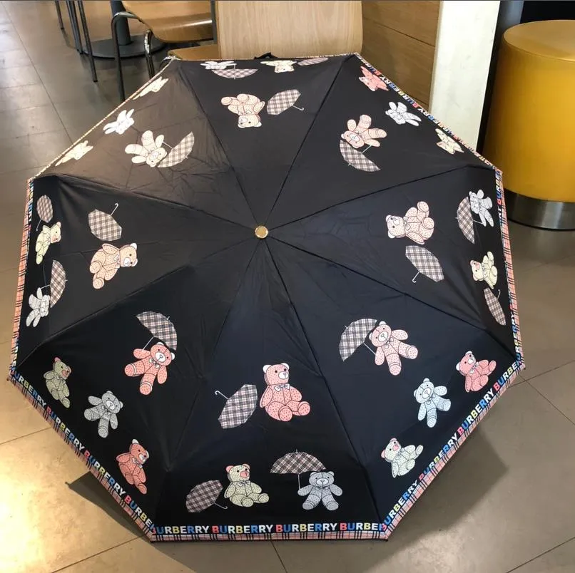 Parapluie de créateur avec impression d'ours mignon adapté au soleil pluie femmes parasols fille parapluies pliants coupe-vent idées cadeaux Y060M1128
