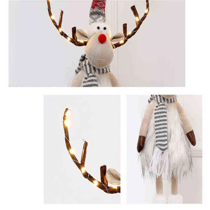 Grande poupée Elk debout avec lumières cadeau de Noël pour enfant Elk poupée renne Navidad ornements décoration de Noël 211109