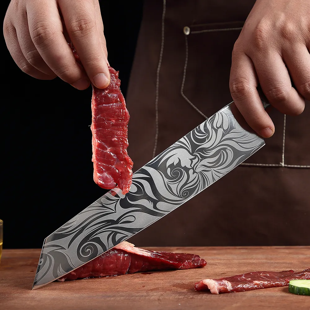 XITUO Küchenmesser-Set, Kochmesser, Laser-Damaskus-Muster, ultrascharfes japanisches Santoku-Nakiri-Hackbeil, Schneidemesser, 15 Stück 1550418