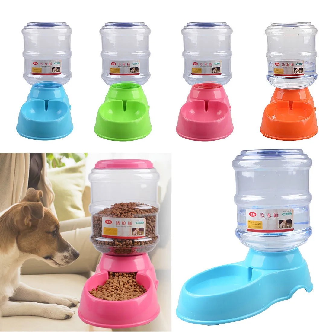 3,8 L Kunststoff Haustier Fütterung Trinker Tier Haustier Wasser Schüssel Katze Hund Automatische Feeder Trinken für Haustiere Hund Automatische Trinker Y200922