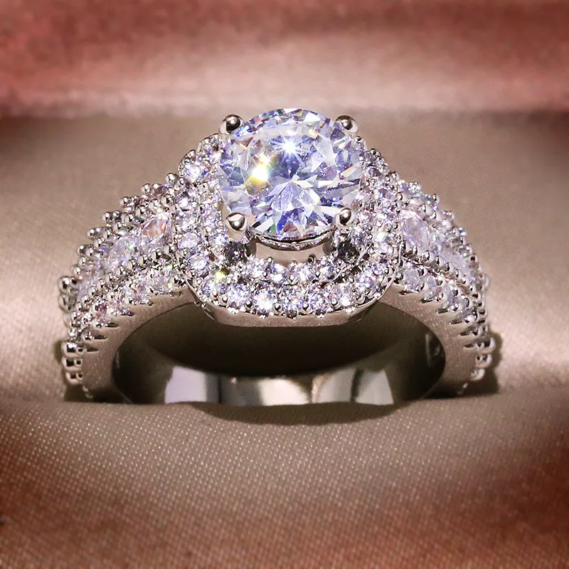 14K biały złoto biały Dimond 2 Crts Biżuter Pierścień biżuterii dla kobiet drobne nillos de bizuteri kamień szlachetny Nillos Mujer bijoux femme rings7375220