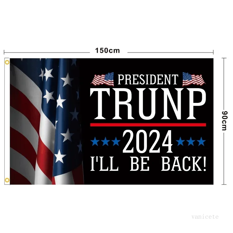 Il sera de retour Drapeaux Bannière 3 * 5 FT Donald Trump Drapeau 2024 Drapeaux électoraux The Revenge Tour 150 * 90cm Articles de fête T2I52145