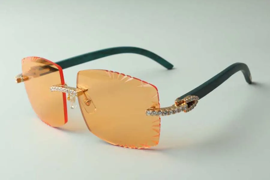 2021 designers endless diamonds sunglasses 3524022 cutting lens natural teal wooden glasses size 58-18-135mm317j