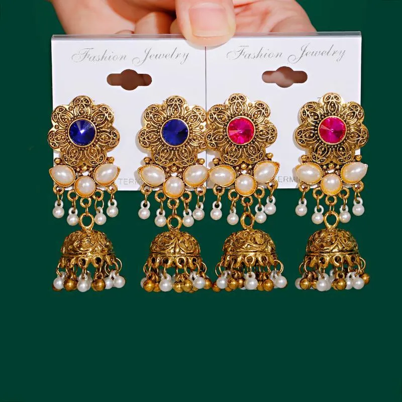 Dangle Chandelier Flor Corful Senhoras Brincos Escultura Bollywood Bijoux Vintage Bohemia Étnica tribo jóias clássico ouro