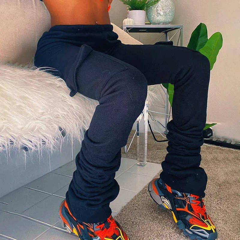 OMSJ Solid Sports Cargo Broek Streetwear Casual Workout Active Wear Broek Dames Mode Outfits Lange Joggingbroek Zwart Oranje Q0801