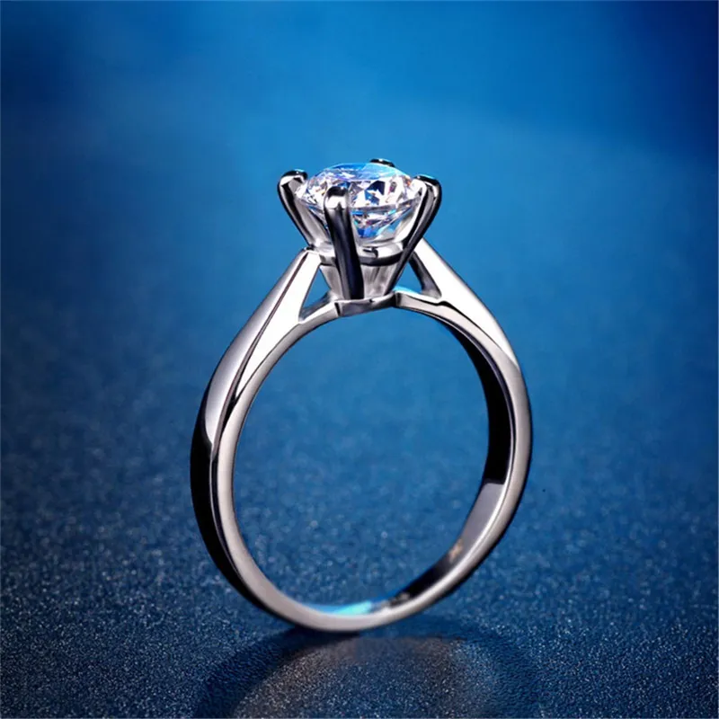 Yanhui mit Zertifikat Luxus Solitaire 20ct Zirkonia Diamond Eheringe Frauen rein 18k Weiß Gold Silber 925 Ring ZR1289914756