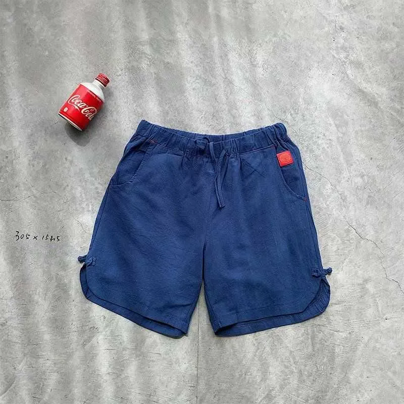 Short d'été en coton et lin pour hommes, pantalon de plage mince et solide, culotte avec cordon de serrage, 5 couleurs, taille M-5XL K14 210721