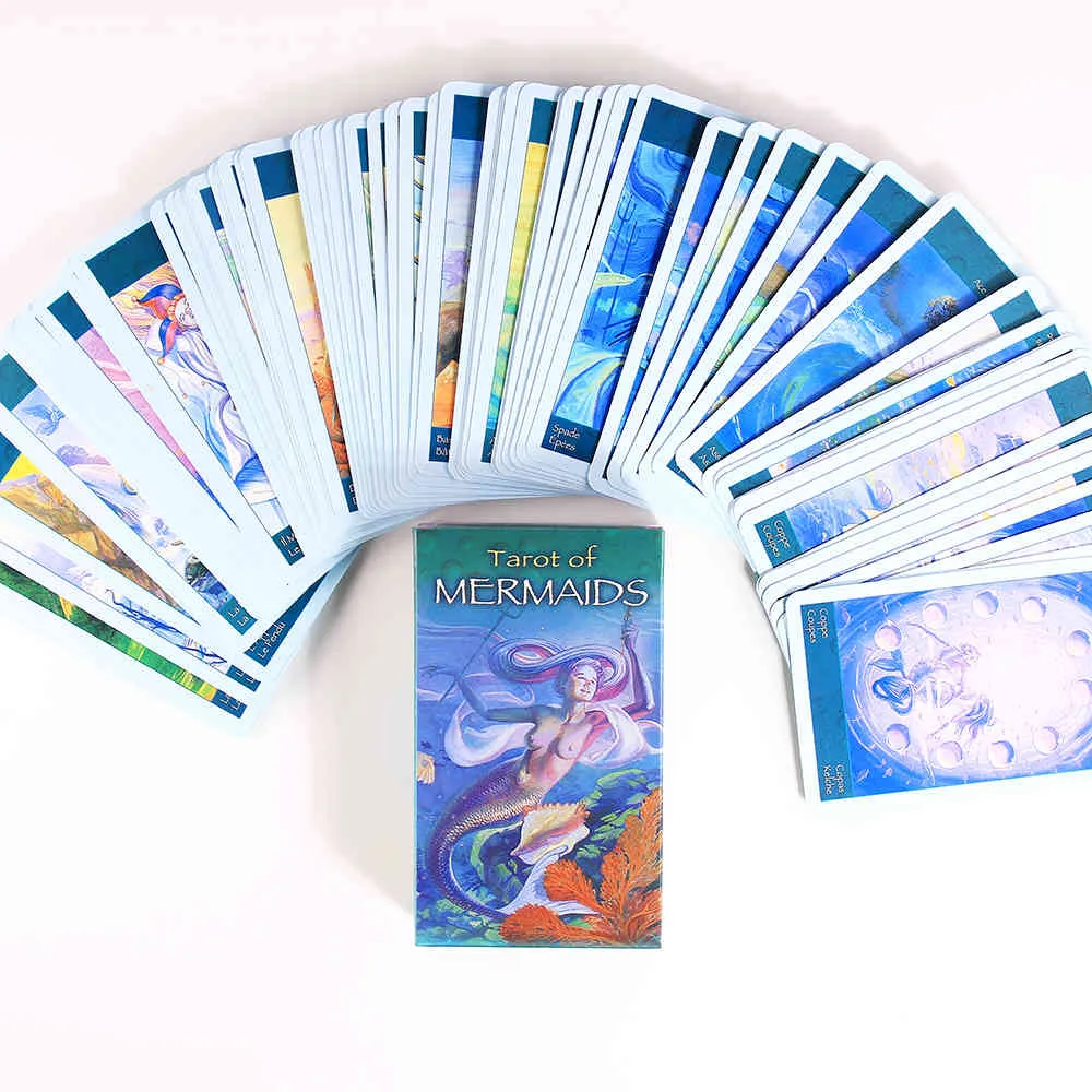 Tarot de Sereias Cartões Deck Prisma Versão Tarotcard Game 78 com Guia Divinate Inglês e Espanhol Edição Toy Saleahey