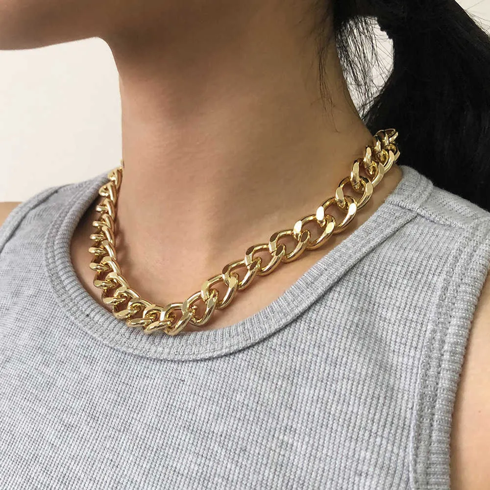 2021 mode grand collier pour femmes torsion or argent couleur gros épais serrure tour de cou chaîne colliers bijoux de fête