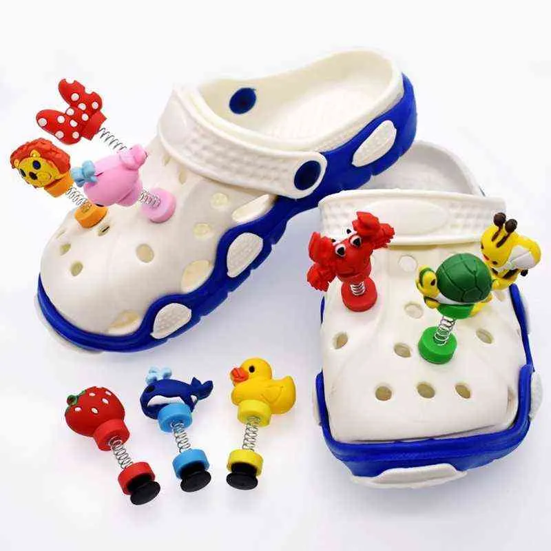 Ayakkabı Aksesuarları 1 ADET Yumuşak PVC Croc Charms 3D Karikatürler Bahar Toka Aksesuarlar Çocuk Ayakkabı Parti Hediye Tasarımı CN Origin 220121
