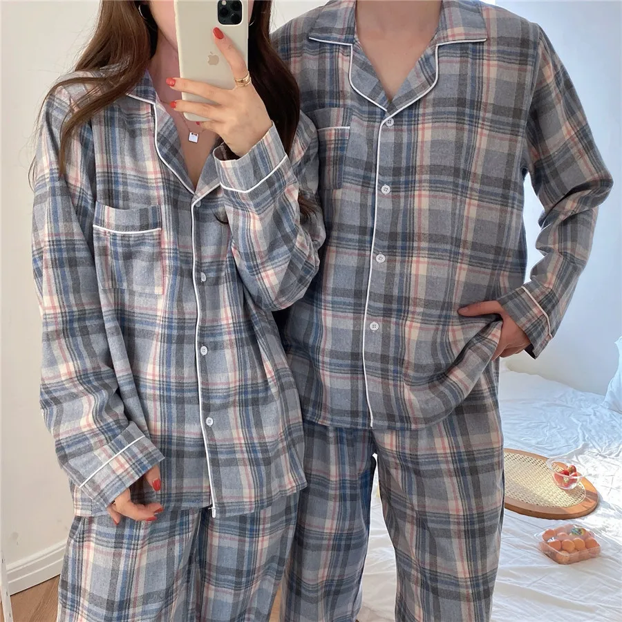 Nightwear Sweet Chic Casual Fashion Brief Geometric All Match Plaid Homewear Loose Suits Pajamas Sets 210525