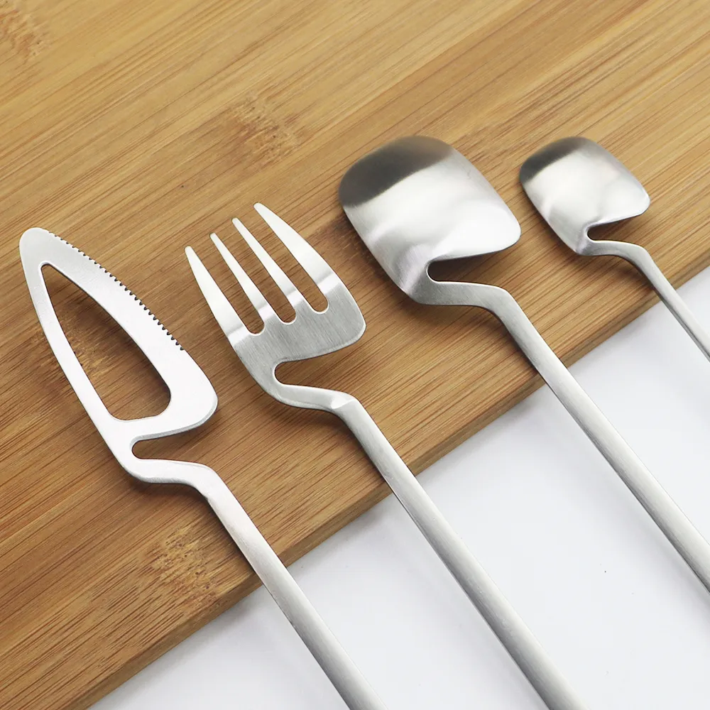 Matte Colorful Cutlery Set 1810 Stainless Steel Dinnerware Flatware Knife Fork Tea Spoon Dinner Silverware Home Kitchen Tab7777902