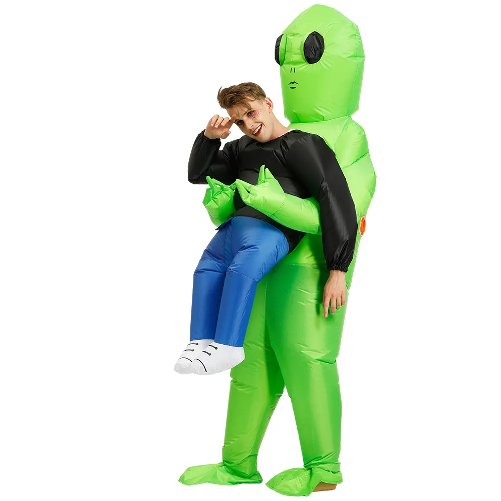 Costume de poupée mascotte adulte à trois yeux vert Alien Costumes gonflables Costume d'Halloween requin flamant Clown fête jeu de rôle Disfraces