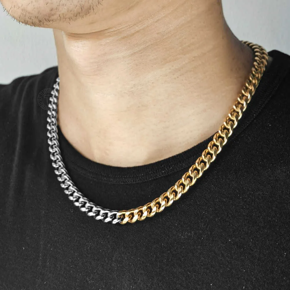 Hals-Ras-Halskette im Miami-Hip-Hop-Stil für Herren und Damen, kubanische Edelstahl-Mesh-Kette, Gold und Silber, Modeschmuck, 3/9 mm, Dnm37 Q0809