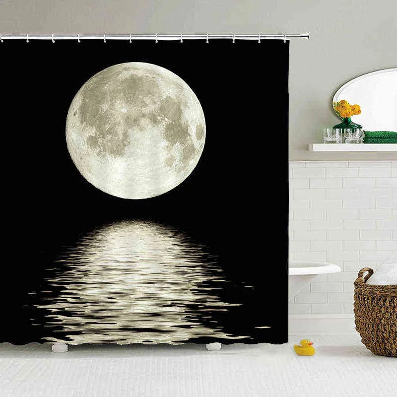 Earth Universe Sterry Sky Douchegordijn Badkamer Decoratie Waterdicht Polyester Doek Landschap Nacht Douche Gordijnen Set Mat 211116