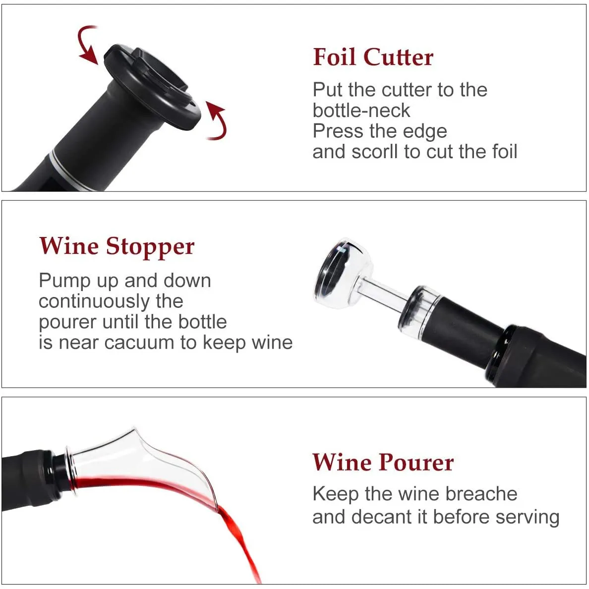 4 en 1 ouvre-bouteille de vin électrique USB rechargeable automatique vin rouge tire-bouchon coupe-capsule vide bouchon aérateur verseur ensemble 210319