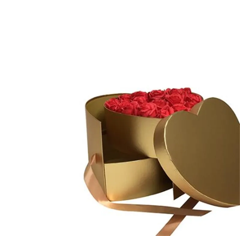 2021 em forma de coração dupla camada girar flor caixa de presente de chocolate diy festa de casamento decoração dia dos namorados flor embalagem caso 706 v2262m