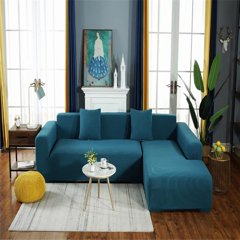 حبات الذرة أريكة أريكة على شكل حرف L تستخدم لأثاث غرفة المعيشة تغطية مرنة تغطية أريكة زاوية Longue