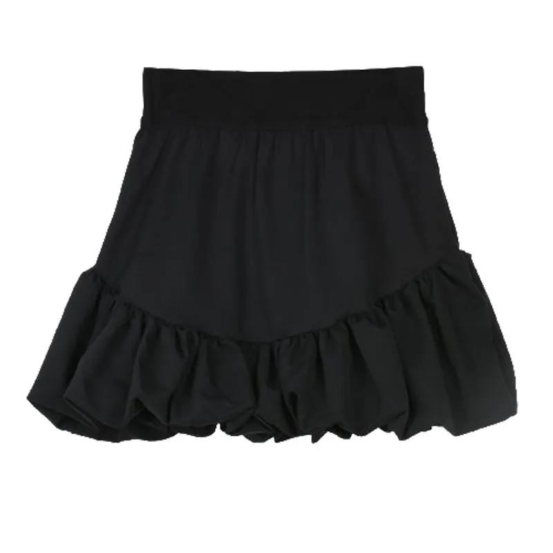 Women Sweet Black White High-Waist A-Line Pleated Ball Gown Mini Short Skirt S3007 210514