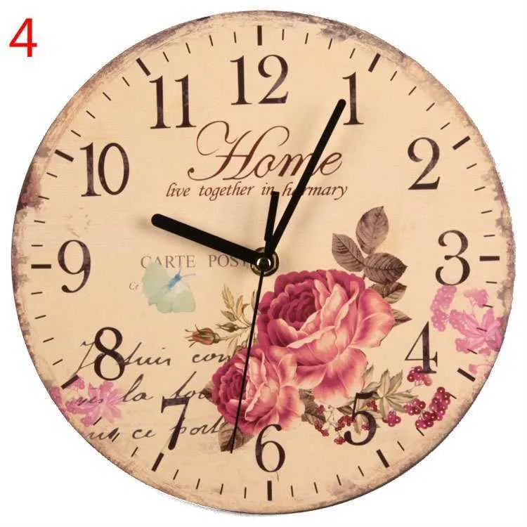 Retro Vintage wooden clock 23 CM Decorative Vintage Handmade Wooden Wall Clock 210930