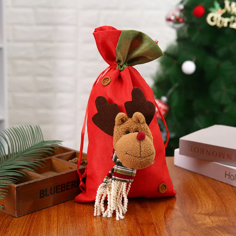 プレゼントとギフトクリスマスツリーの装飾のための20 * 37cmクリスマスの袋サンタ雪だるまエルクキャンディーバッグCO539