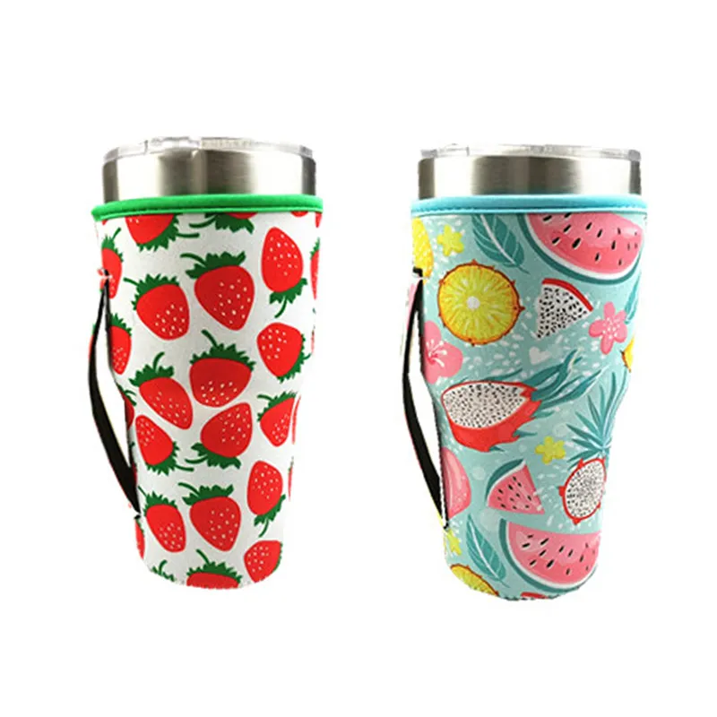 Fruit Style Reusable Iced Coffee Cup Sleeve Neoprene Insulated Sleeves Cup Cover Holder Idea for 30oz Tumbler Cup