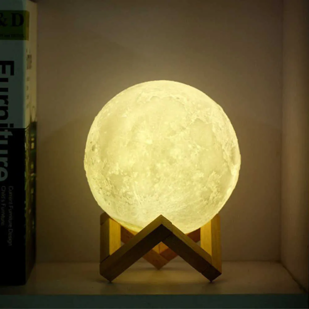 3D Moon Light Diffusore di aromi ad ultrasuoni Air USB Umidificatore Full Moon Lamp Night Light Night la decorazione domestica Mist Maker Y0910