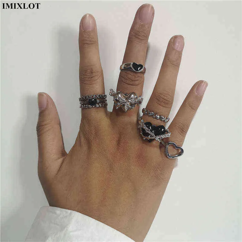 Vintage Black Big Cross Open Ring For Women Party Jewelry Men Trendy Gothic Metal Color Finger Ring G1125