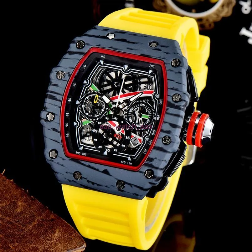 R 7-2Мужские часы Montre de luxe с силиконовым ремешком, модельерские часы, спортивные кварцевые аналоговые часы Relogio Masculino1206W