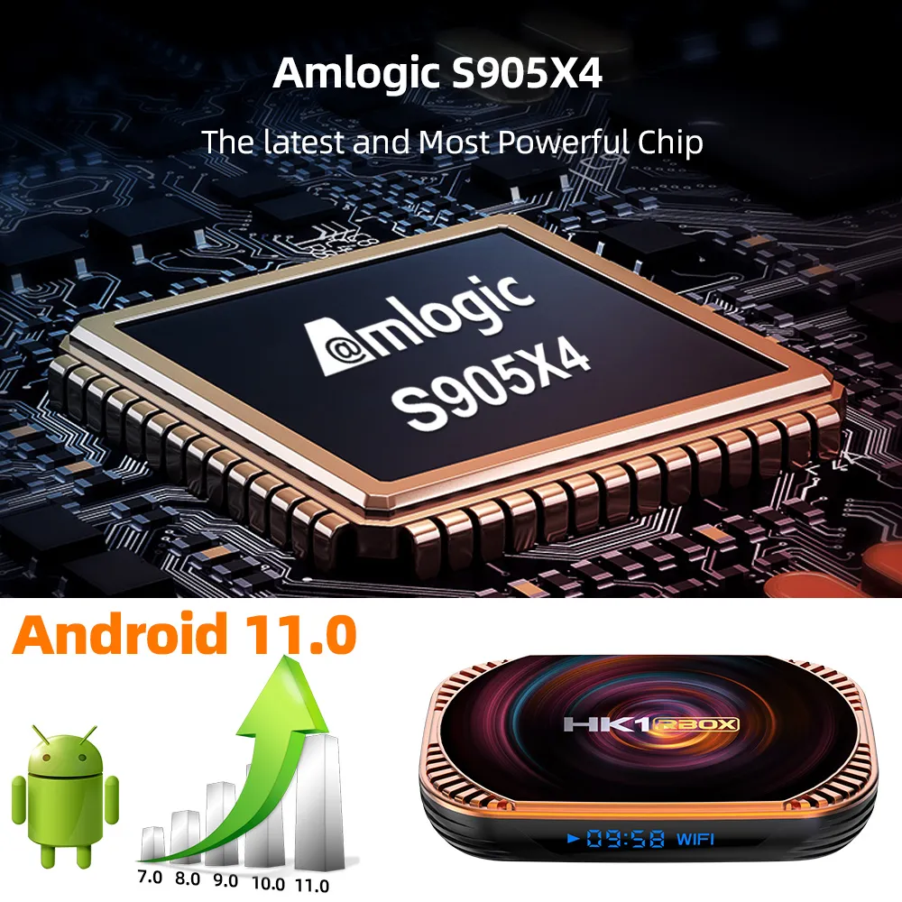 Android TV Box Android11 ​​Amlogic S905X4 Quad Core 4G 128G HK1 RBOX X4 SMART TVBOX 5G 듀얼 WIFI 1000M LAN 8K 비디오 미디어 플레이어