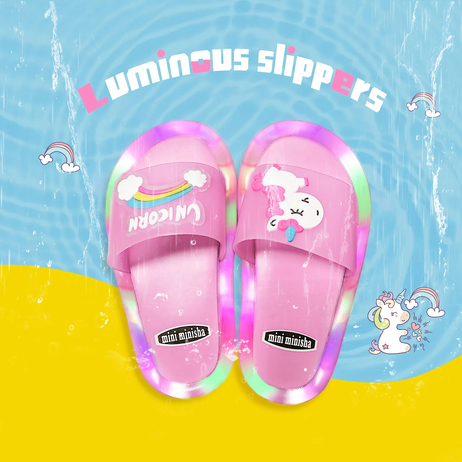 Girl Slippers Children LED Kids Slipper Baby Bathroom Sandals Shoes for Girls and Boys Light Up toddler7083974