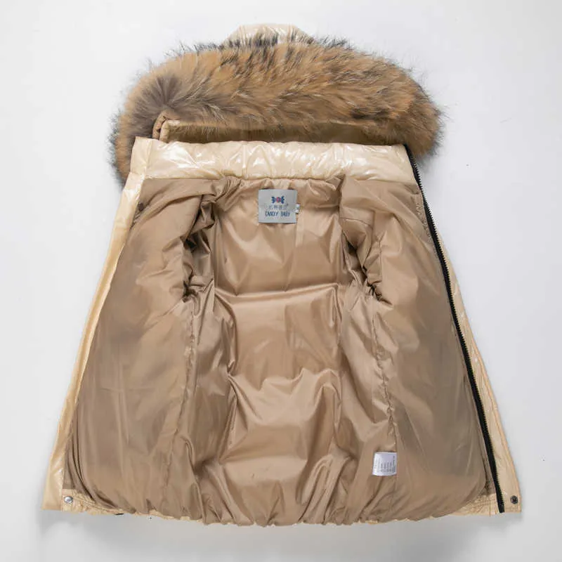 子供用ダウンジャケットボーイガールズナチュラルファーカラー取り外し可能 -  30度の冬冷たい防止ジャケット210916