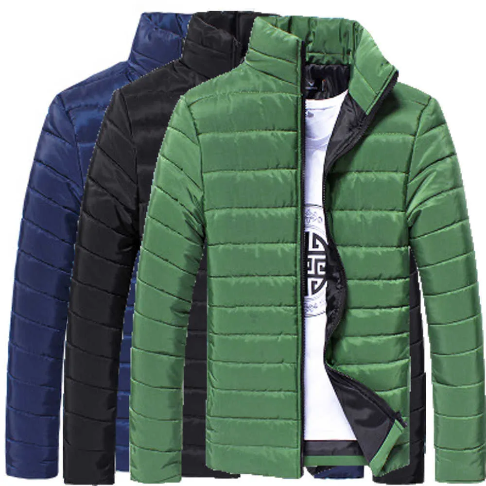 Jaycosin 2020 New Jacket Boys Men Winter Warm Stand Collar Solid Slim Vinter Zip Coat Jacka Slitstarkt Mode Sport Outwear X0621