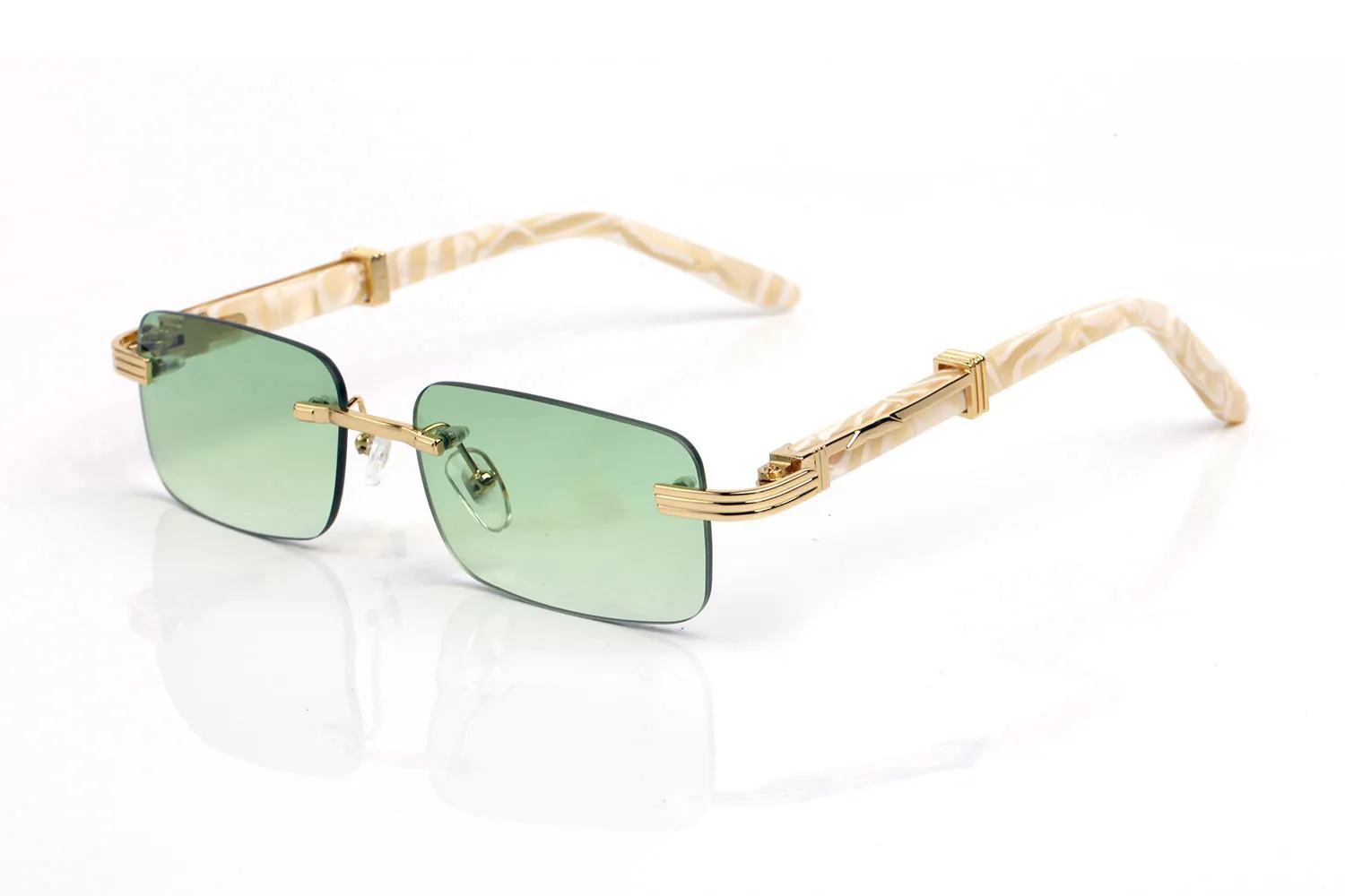 Design della Francia occhiali da sole senza bordo maschi in legno di occhiali da corno di bufalo occhiali ottici Donne che agitano le cornici di occhiali in legno dorato L3464