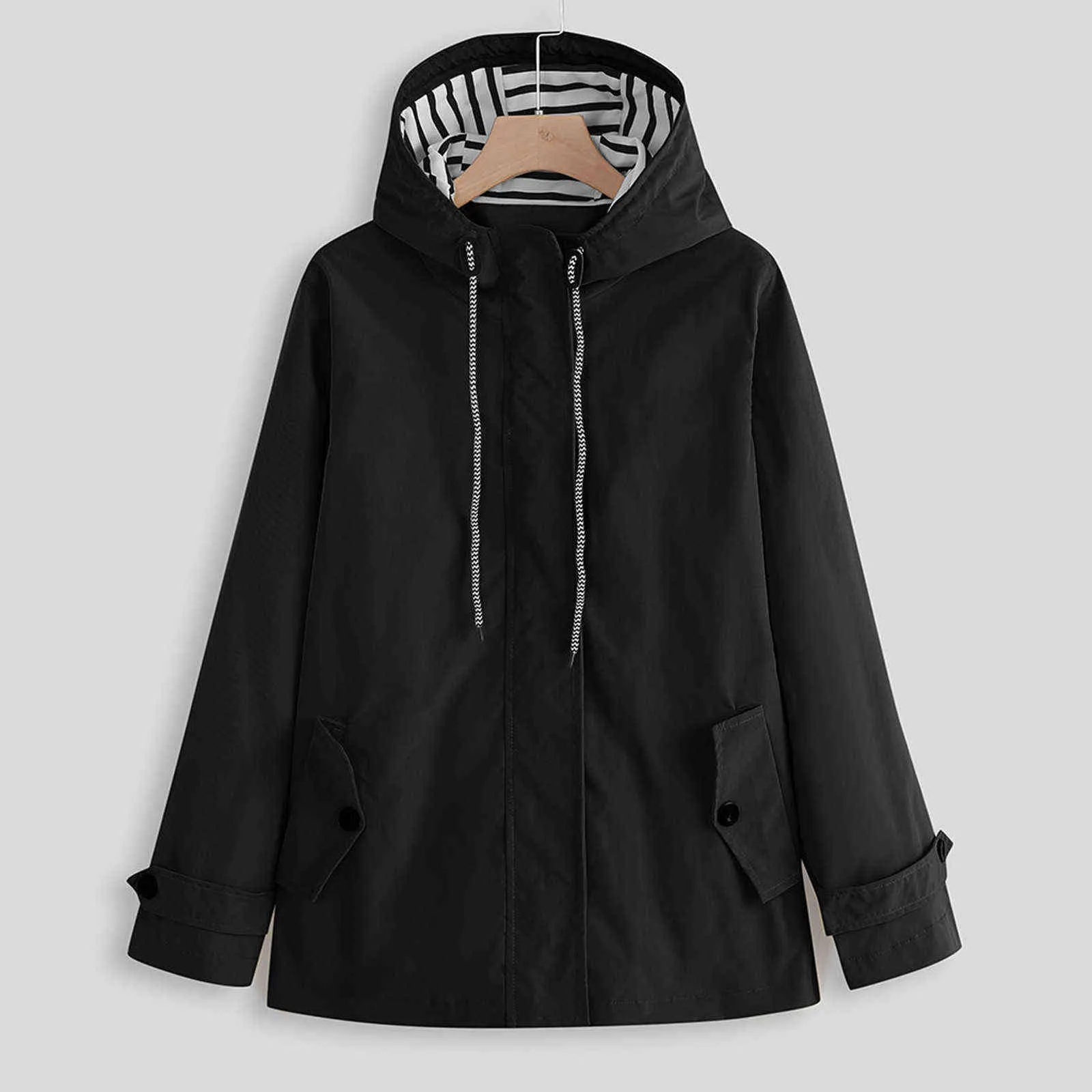 Harajuku Sweatshirts Sweats à capuche pour femmes Sweat à capuche surdimensionné Solid Rain Outdoor Plus imperméable à capuche imperméable coupe-vent veste manteau Top Y1118